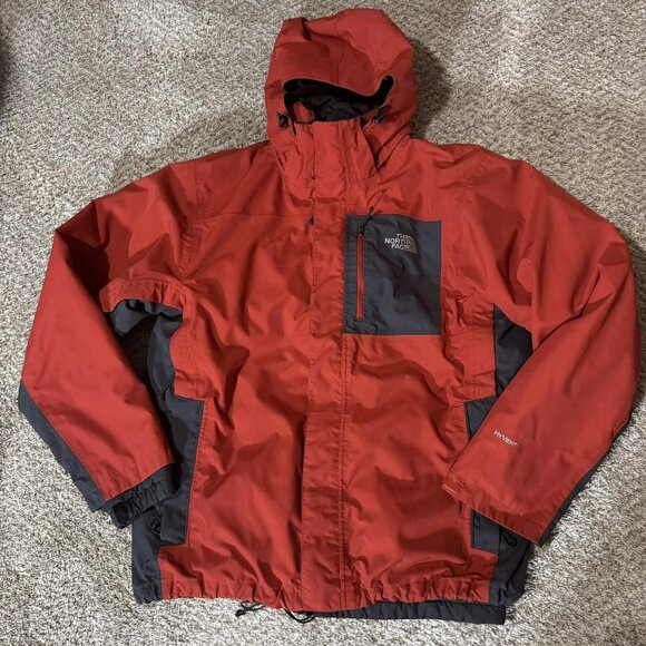 North Face Jacket Mens Large Red Black HyVent 3-in-1 Hooded Insulated Outdoor - Picture 1 of 12
